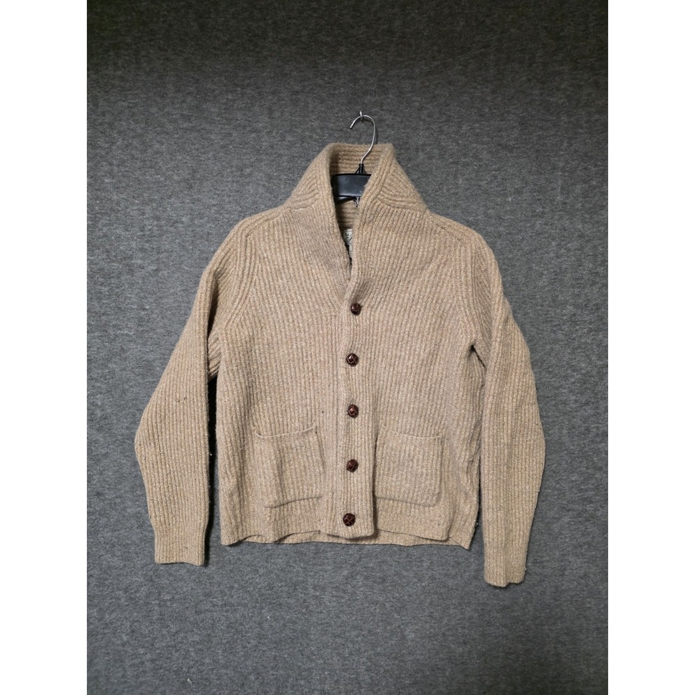 J. Crew Rugged Merino Wool-Blend Cardigan Sweater Womens XL Marled Brown Pockets